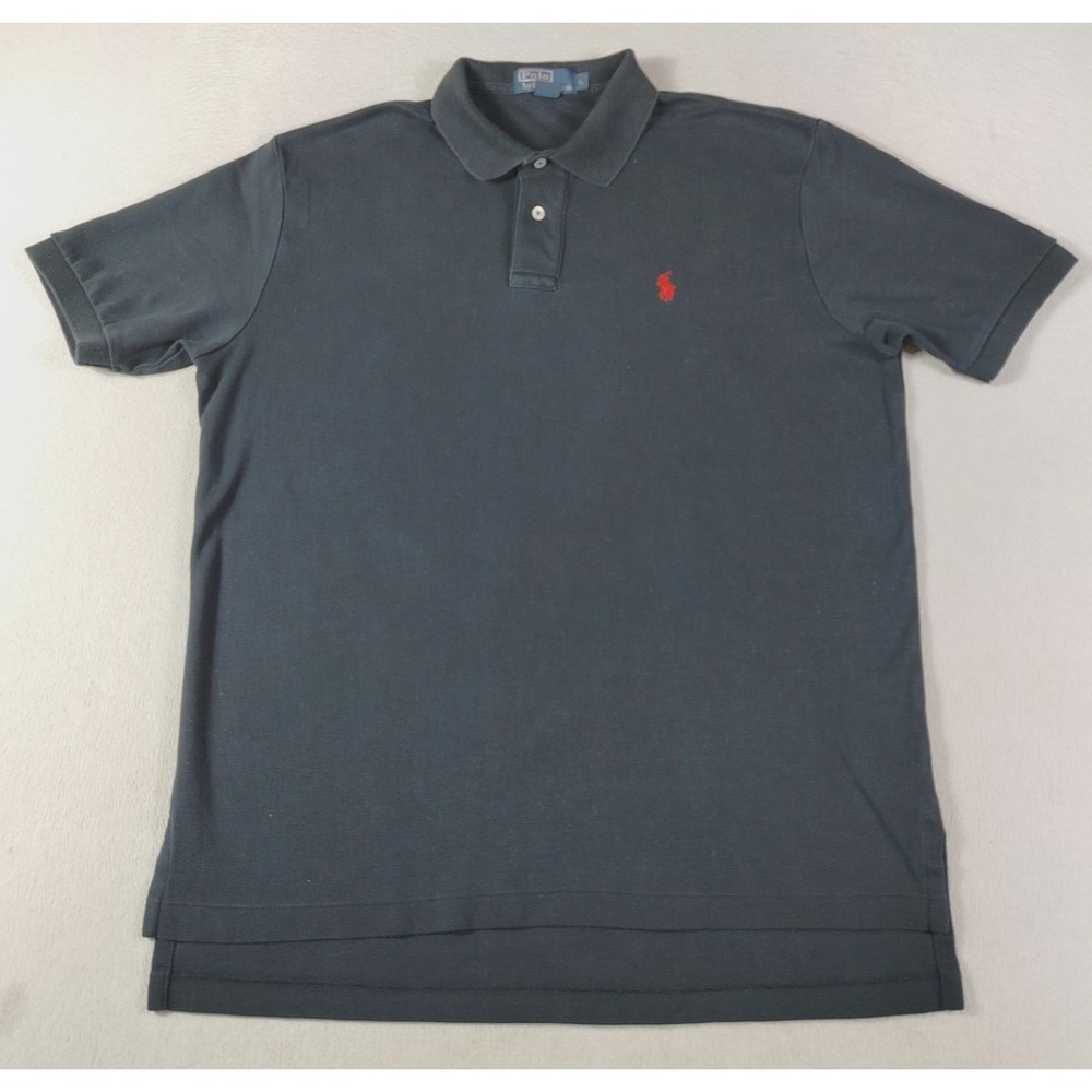 Vintage Polo By Ralph Lauren Polo Shirt Mens Large Black Solid Pony Preppy